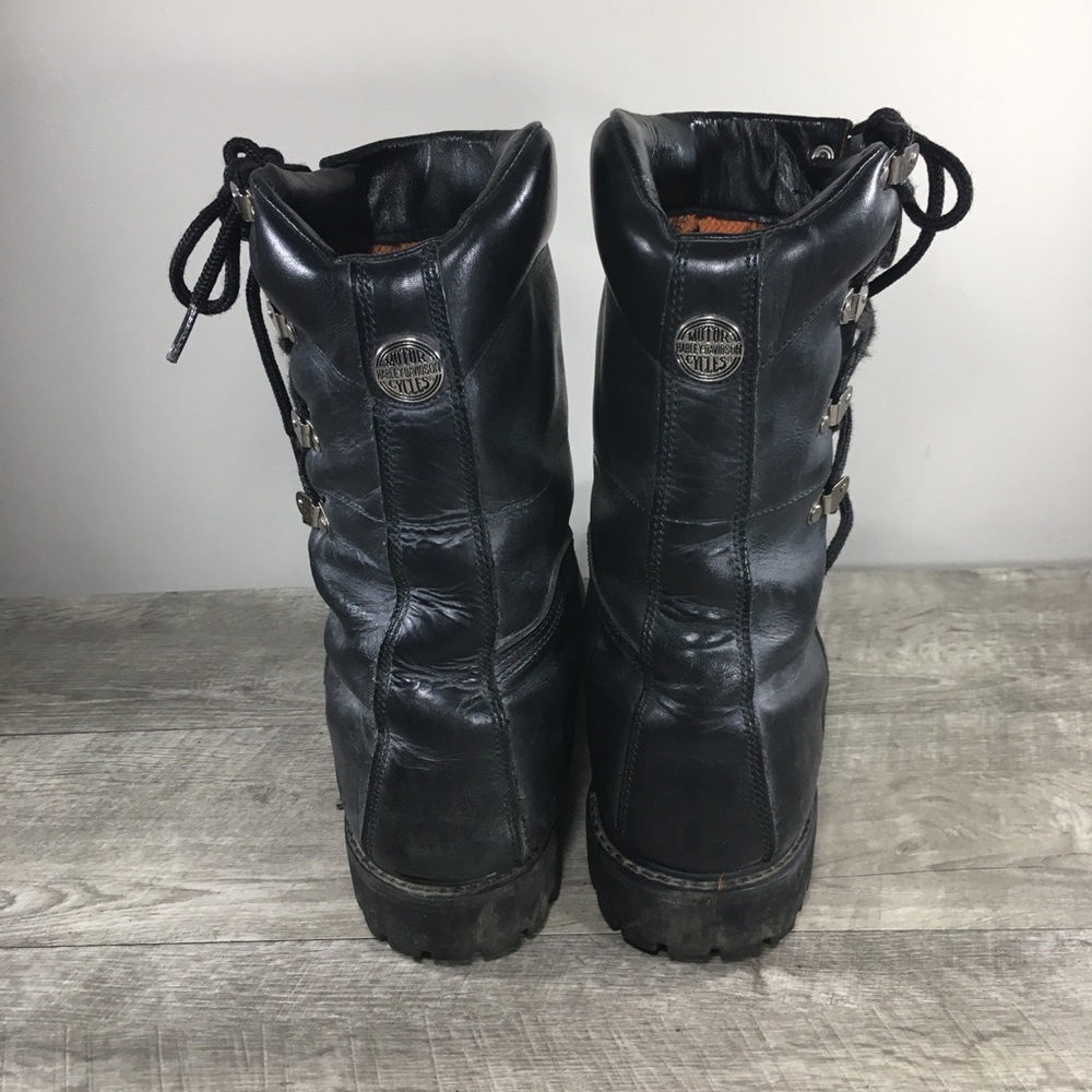 Harley-Davidson Motorcycle Combat Black Leather Riding Biker Mens Boots Size 13 - Picture 7 of 12